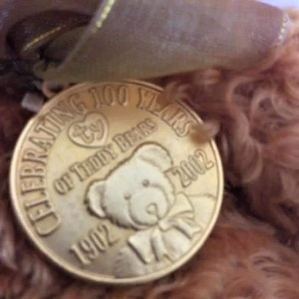 VINTAGE 2002 TEDDY 100TH ANN W/ MEDALLION TY BEANIE BABY 24 YEARS!